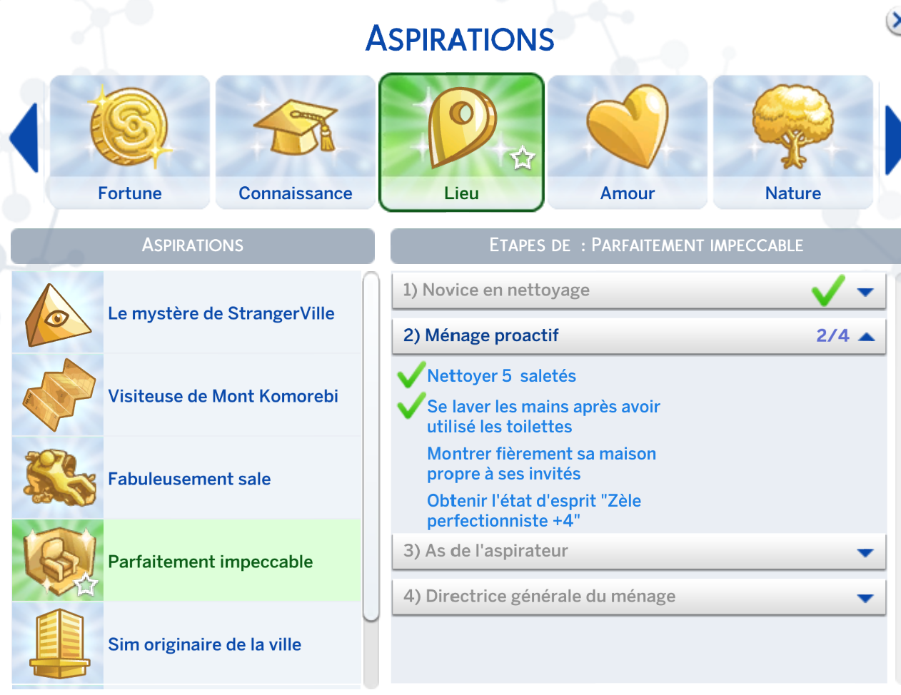 Sims 4 Aspiration Parfaitement impeccable Sims Minitroll
